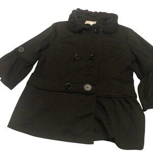 IZ Byer California Size M Girls Swing Jacket 3/4 Sleeve Peter Pan Collar Black